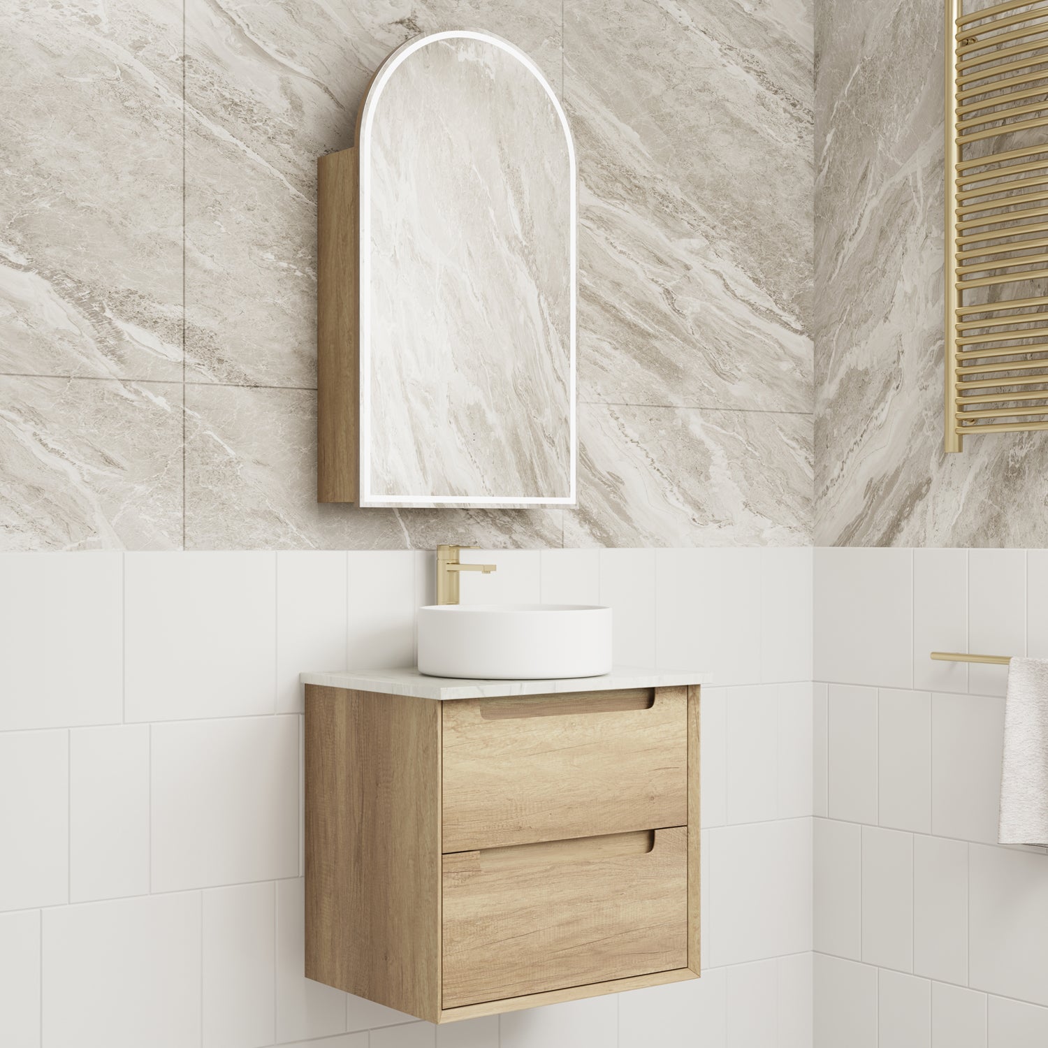 Hot Sale! Moreno Wall - Hung Bathroom Vanity in Natural Oak, Available in All Sizes
