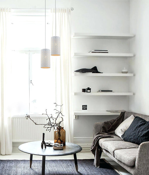 Modern Powder Coated Embossed Oblong Interior Single Pendant Lights