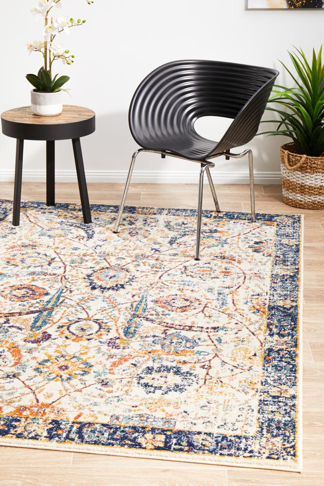Hot Sale! Turkish-Made Evoke Peacock Ivory Transitional Polypropylene Rug