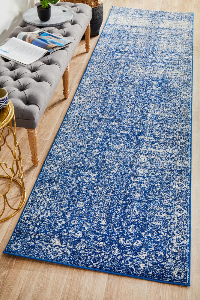 Hot Deal! Evoke Oasis Navy Transitional Runner Rug