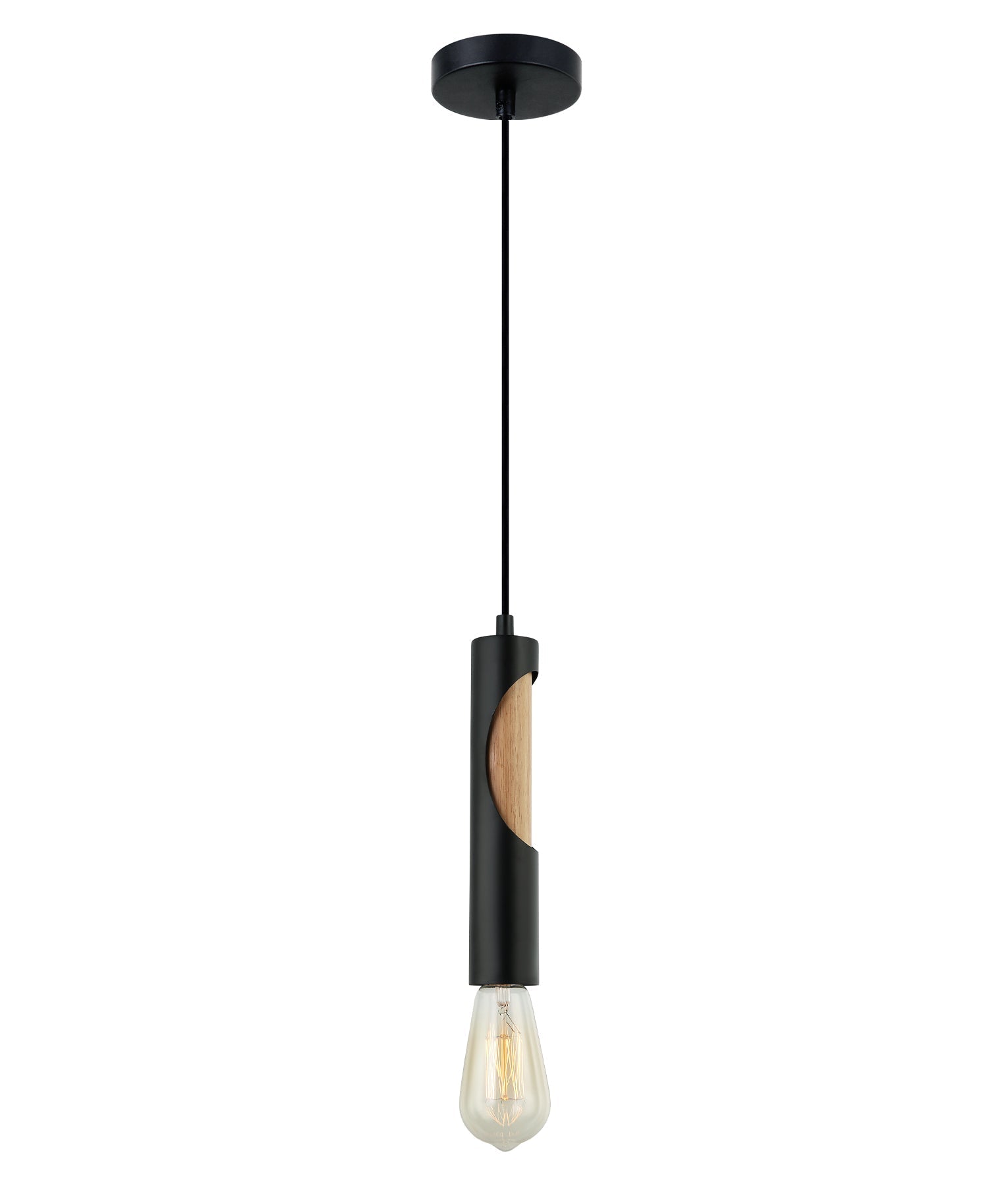 Hot Sale: Interior Iron and Blonde Wood Tube-shaped Pendant Lights for Indoor Use