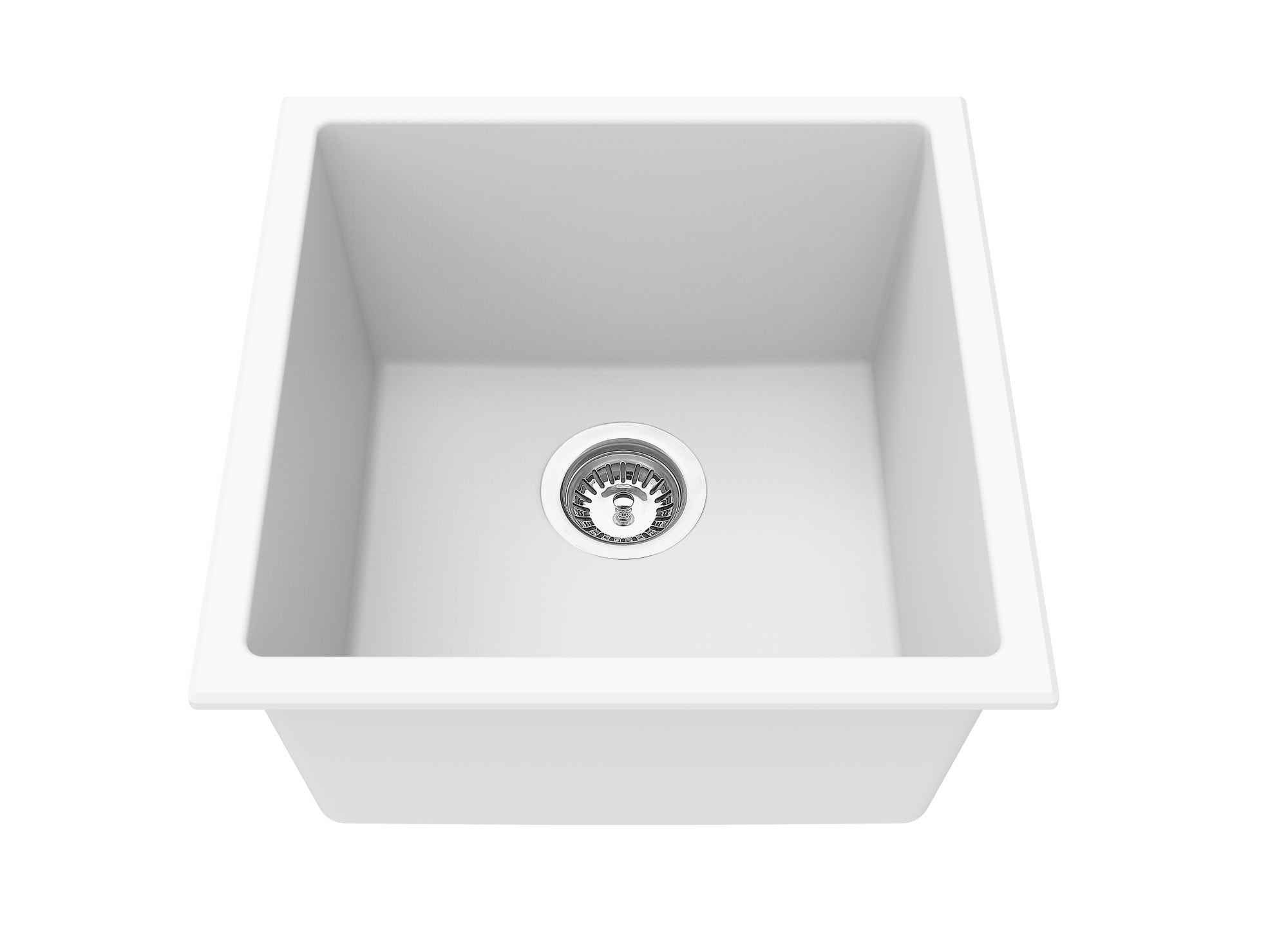 Hot Sale! Matte White POS Quartz Undermount Single Kitchen Sink 432x432x246