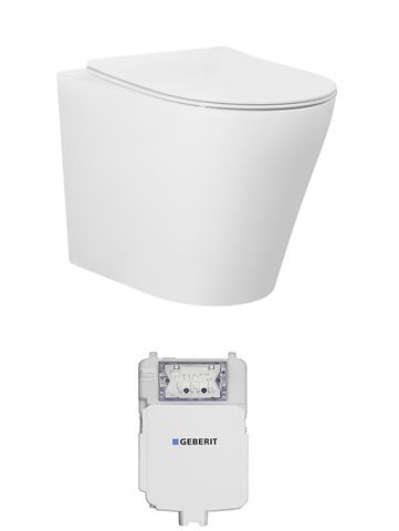 ALZANO Matte White Rimless Wall-Hung Floor Toilet Pan - Ideal Bathroom Upgrade