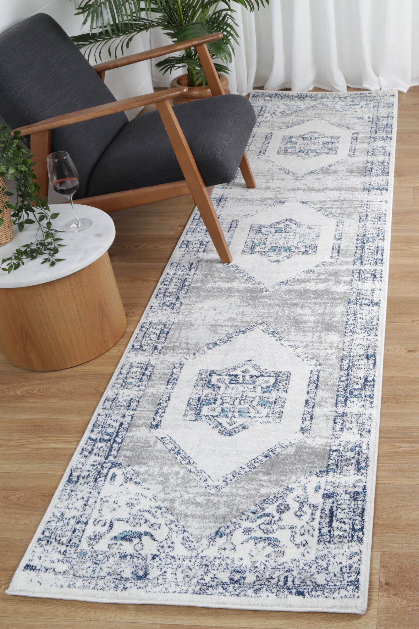 Hot Sale! Navy and Cream Ancient-Style Ligures Machine-Made Rug for Any Room