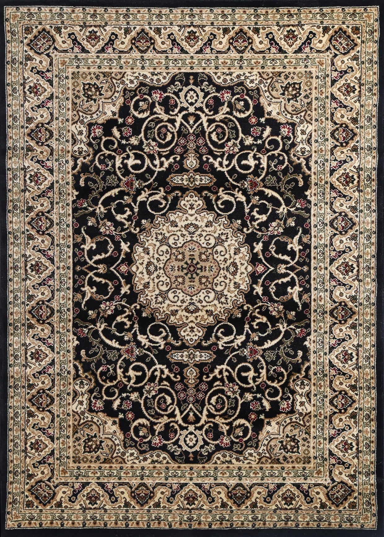 Hot Sale! Traditional Flowered Rug with Ornate Black Border