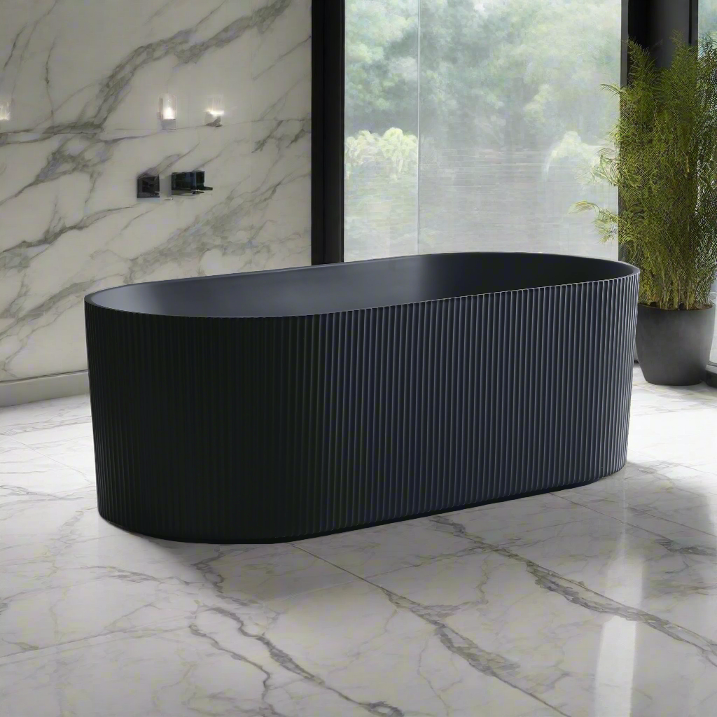 Ally Groove Freestanding Bathtub (Matte Black) - 1500mm/1700mm | Luxury Deal