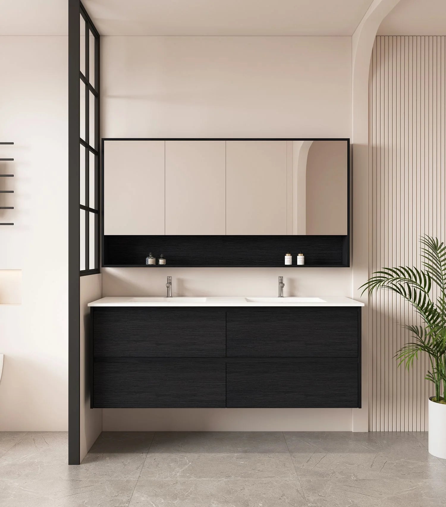 HERA Black Oak Wall-Hung MDF Vanity Cabinet - All Sizes Available