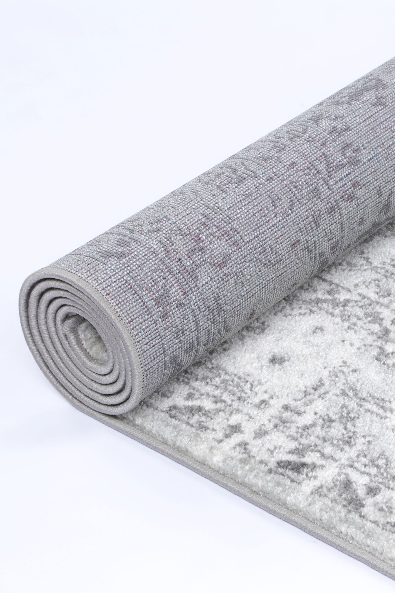 Stylish Grey and White Ancient-Style Ligures Rug for Modern Spaces