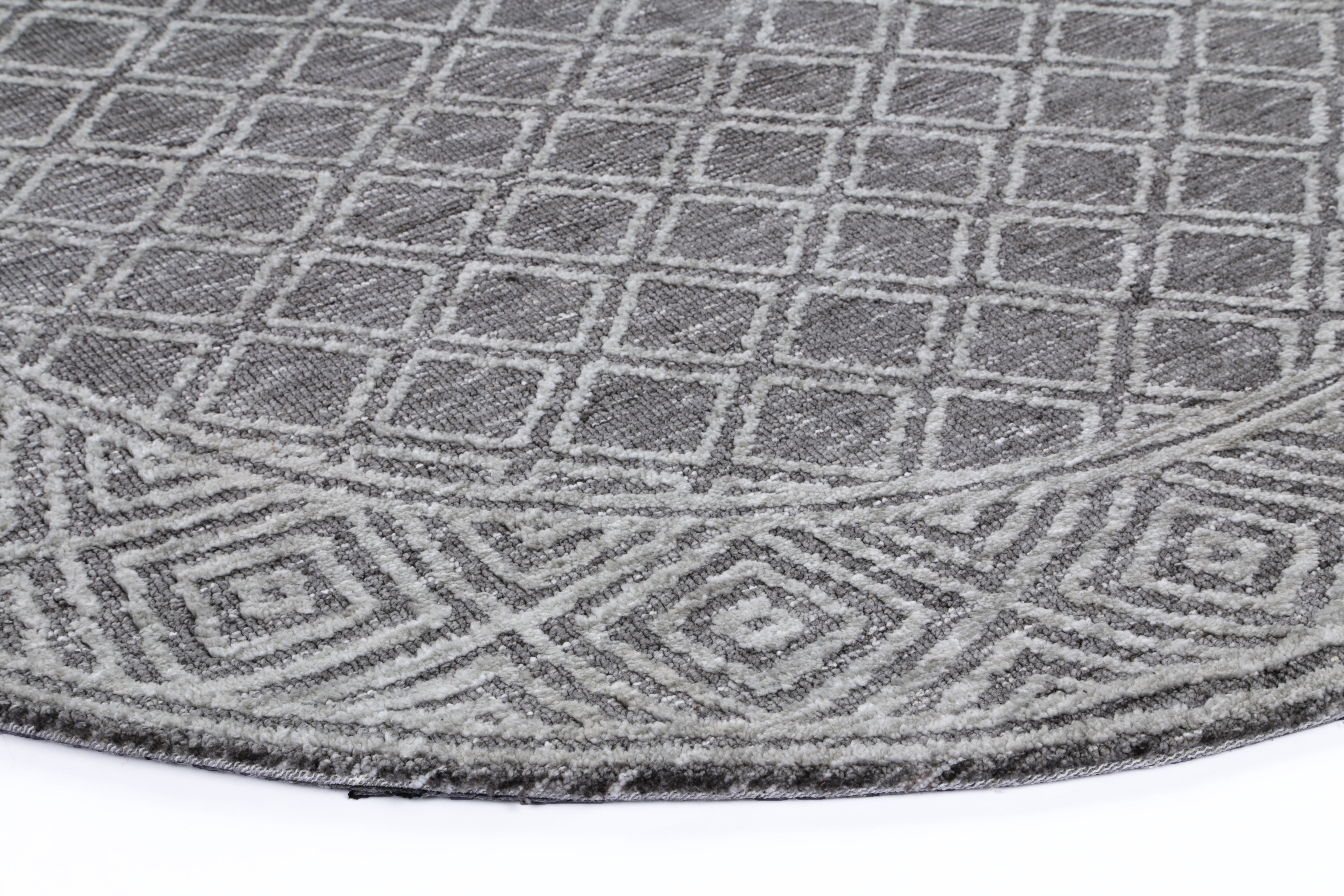 Hot Deal! Ambarsar Grey Round Cotton Blend Rug