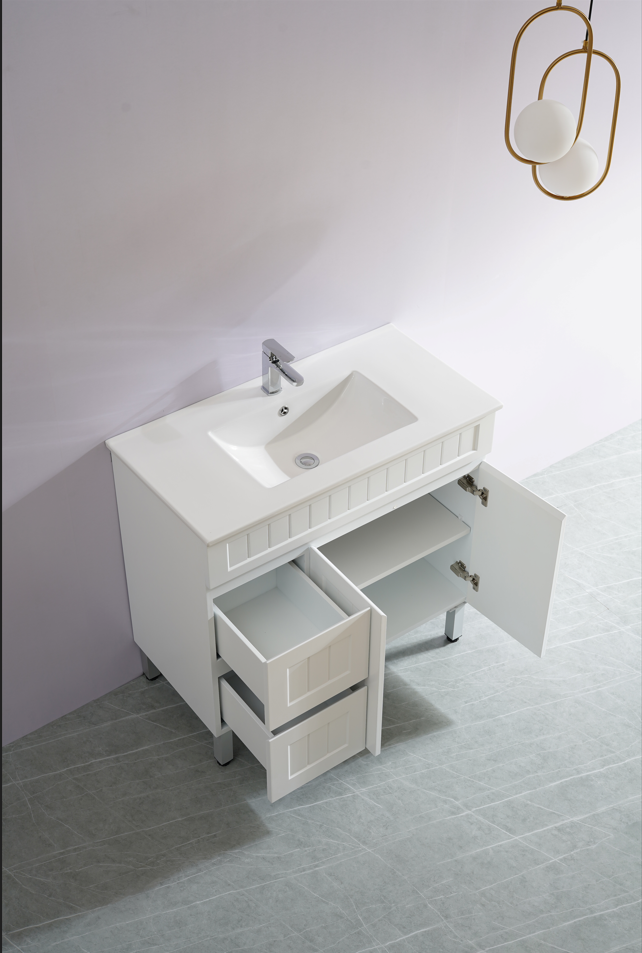 Exclusive Sale! Acacia 900mm Matte White PVC Floor Standing Shaker Vanity