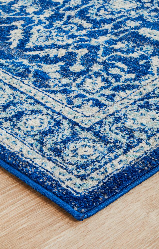 Navy Transitional Power-Loomed Runner Rug with Artisan Craftsmanship