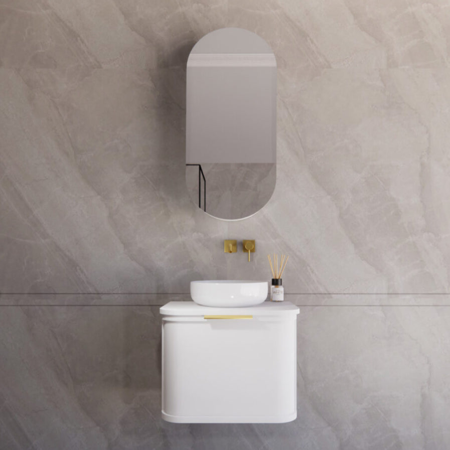 Matte White ABS Houston Curved Wall - Hung Vanity in All Sizes