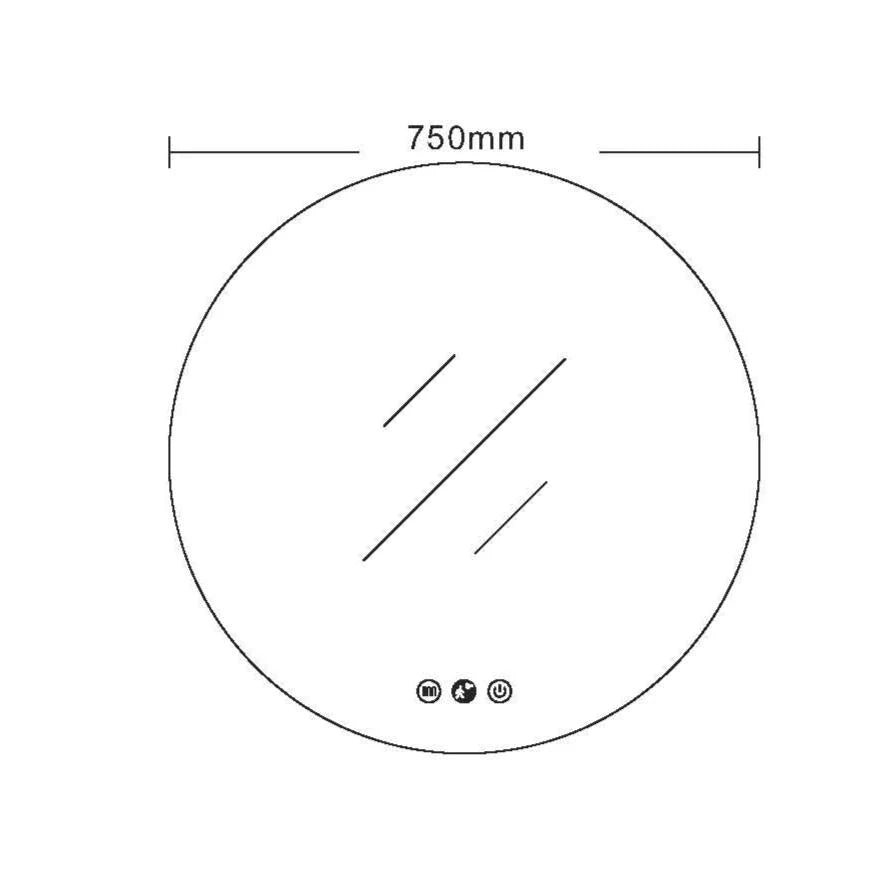 LUNA LED Frameless Round Mirror in 600mm, 750mm, 900mm Sizes