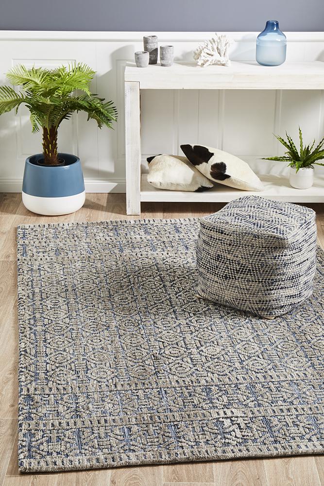 Hot Sale! Levi Miriam Navy Grey Polyester Microfibre Rug for Your Home Decor