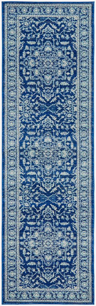Navy Transitional Power-Loomed Runner Rug with Artisan Craftsmanship