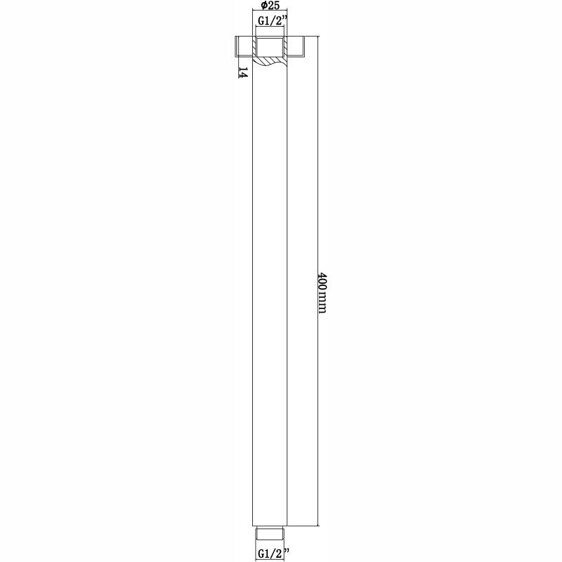 400mm Pentro Round Ceiling Shower Arm in Elegant Matte Black