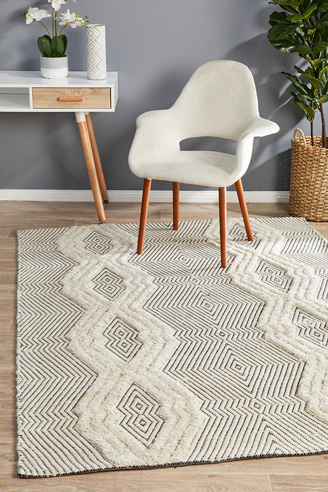 Miller's Stunning Rhythm Chime Bone Hand - Loomed Area Rug with Unique Design on Sale
