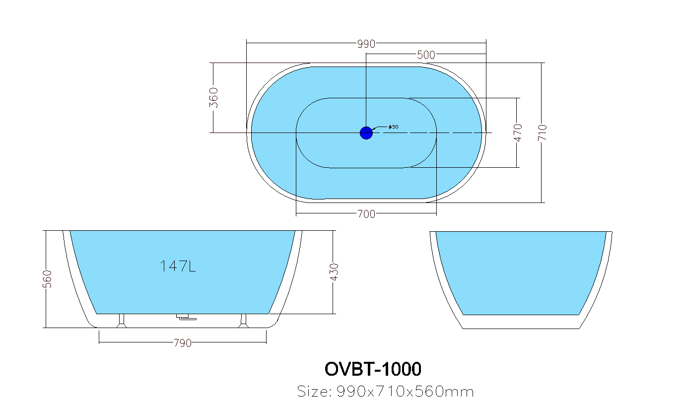Olivia Freestanding Bathtub (1000mm) - Premium Sanitary Grade Acrylic for Long - lasting Use