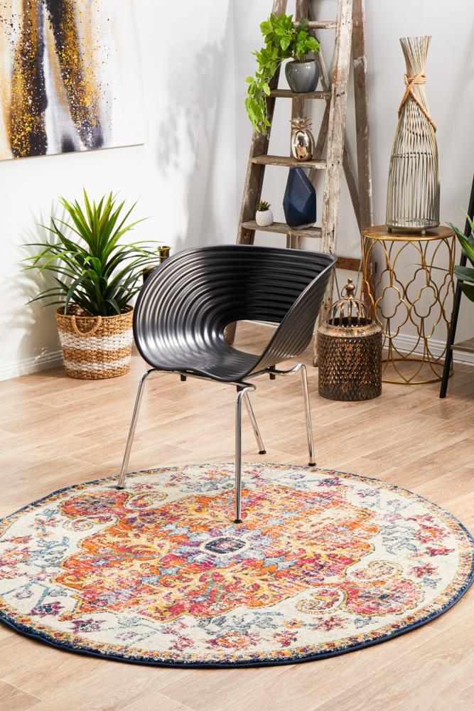 Transitional Round Evoke Carnival Rug in Elegant White