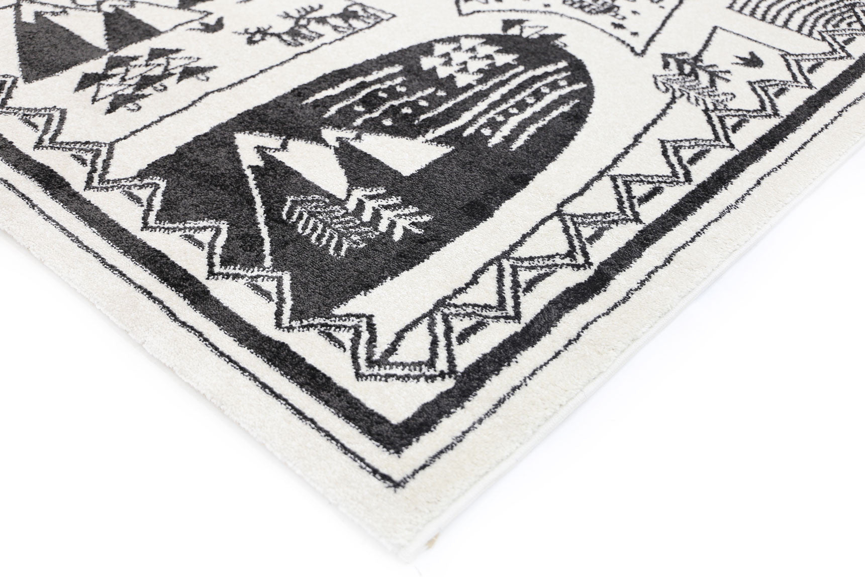 Piccolo Kids Black and White Camping Adventure Rug - Great for Play!