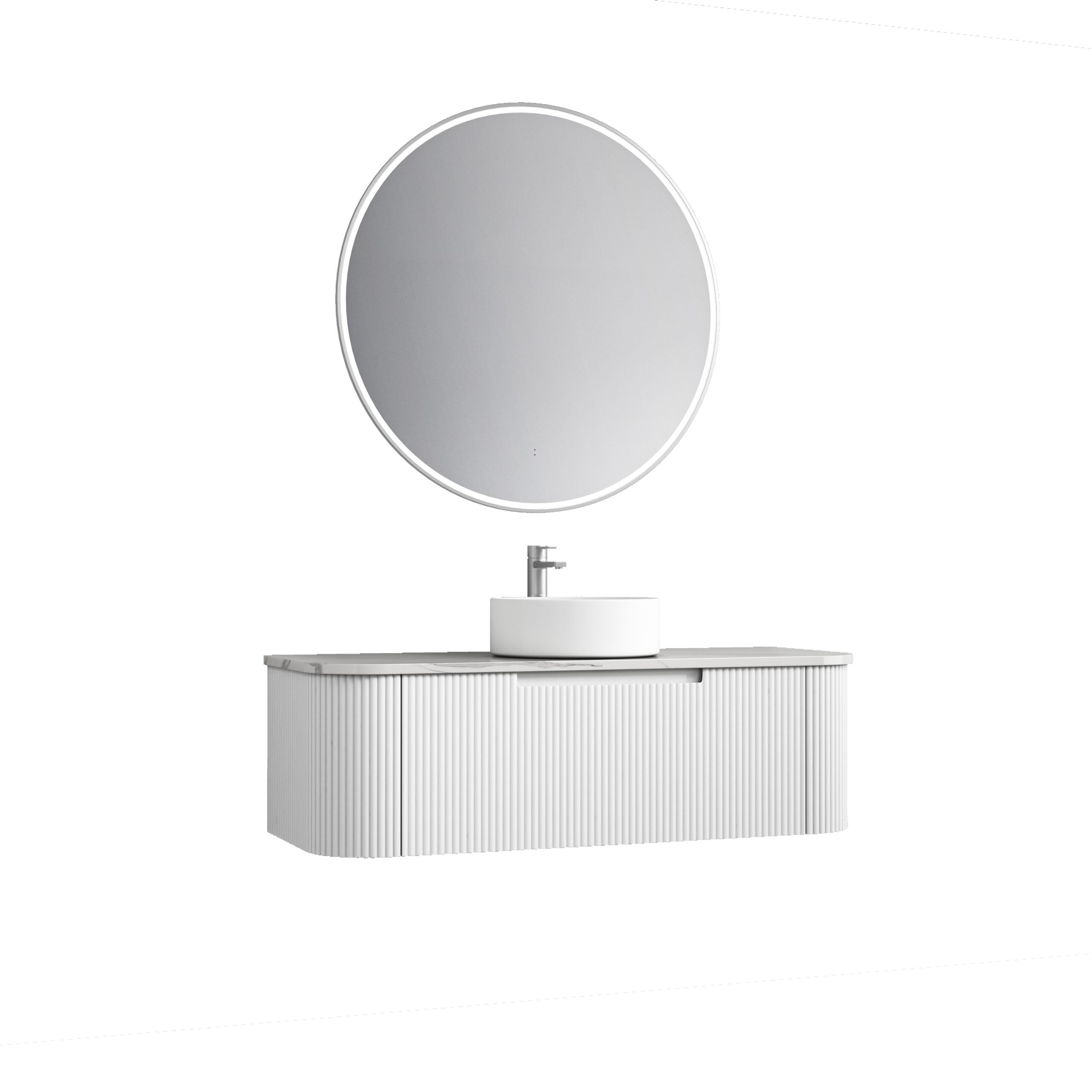 PETRA MARK II Wall - Hung Curved Vanity in Matte White, All Sizes Available, Ideal for Your Bathroom