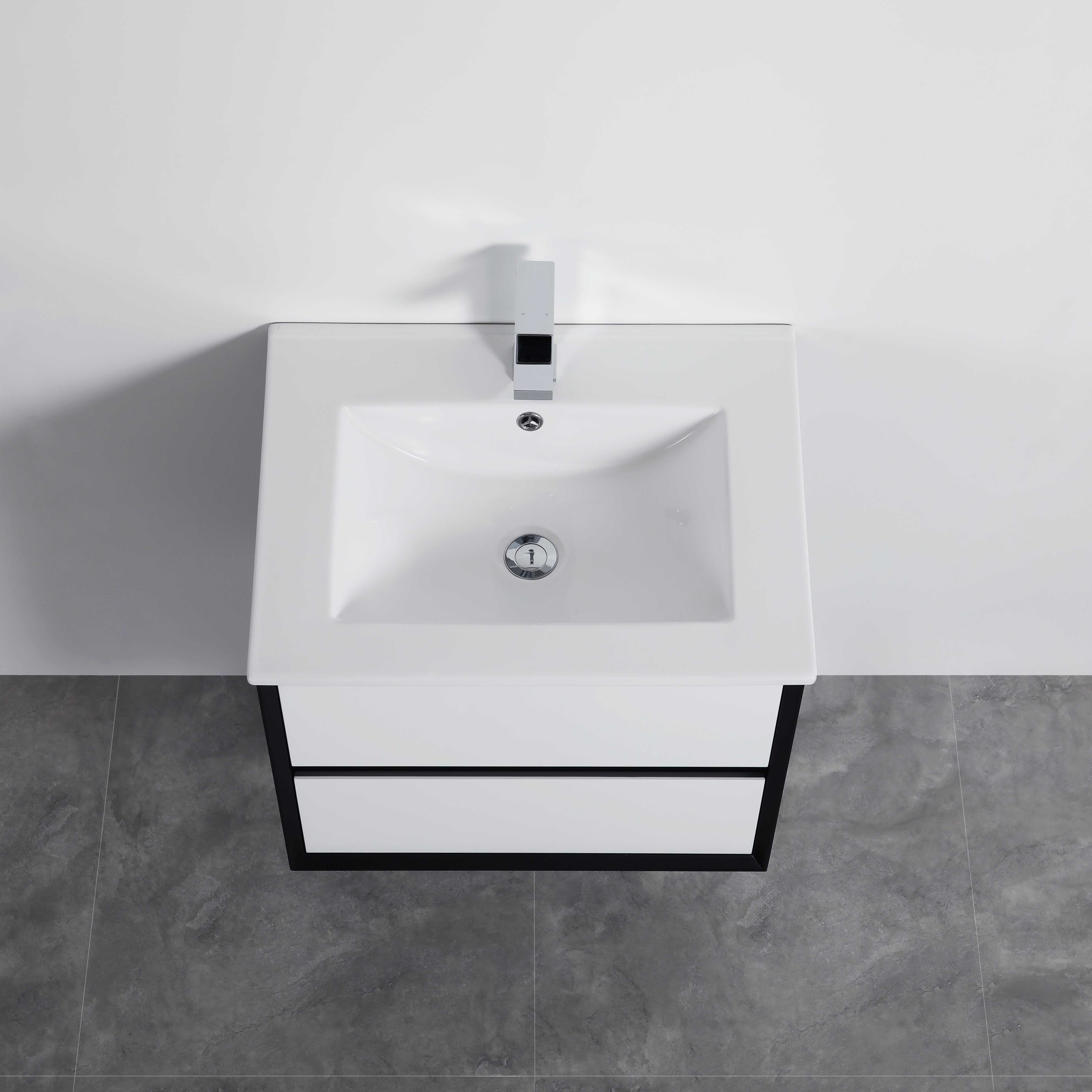 Hot Deal! Petra 600mm PVC Wall-Hung Vanity in Black & White