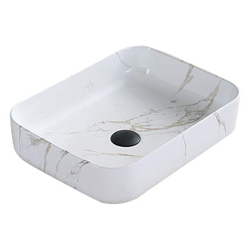 Matte White Carrara Rectangle Basin (500x390x130) - POSEIDON