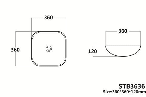 Hot Sale POSEIDON Square Solid Surface Above - Counter Basin (360x360x120mm)