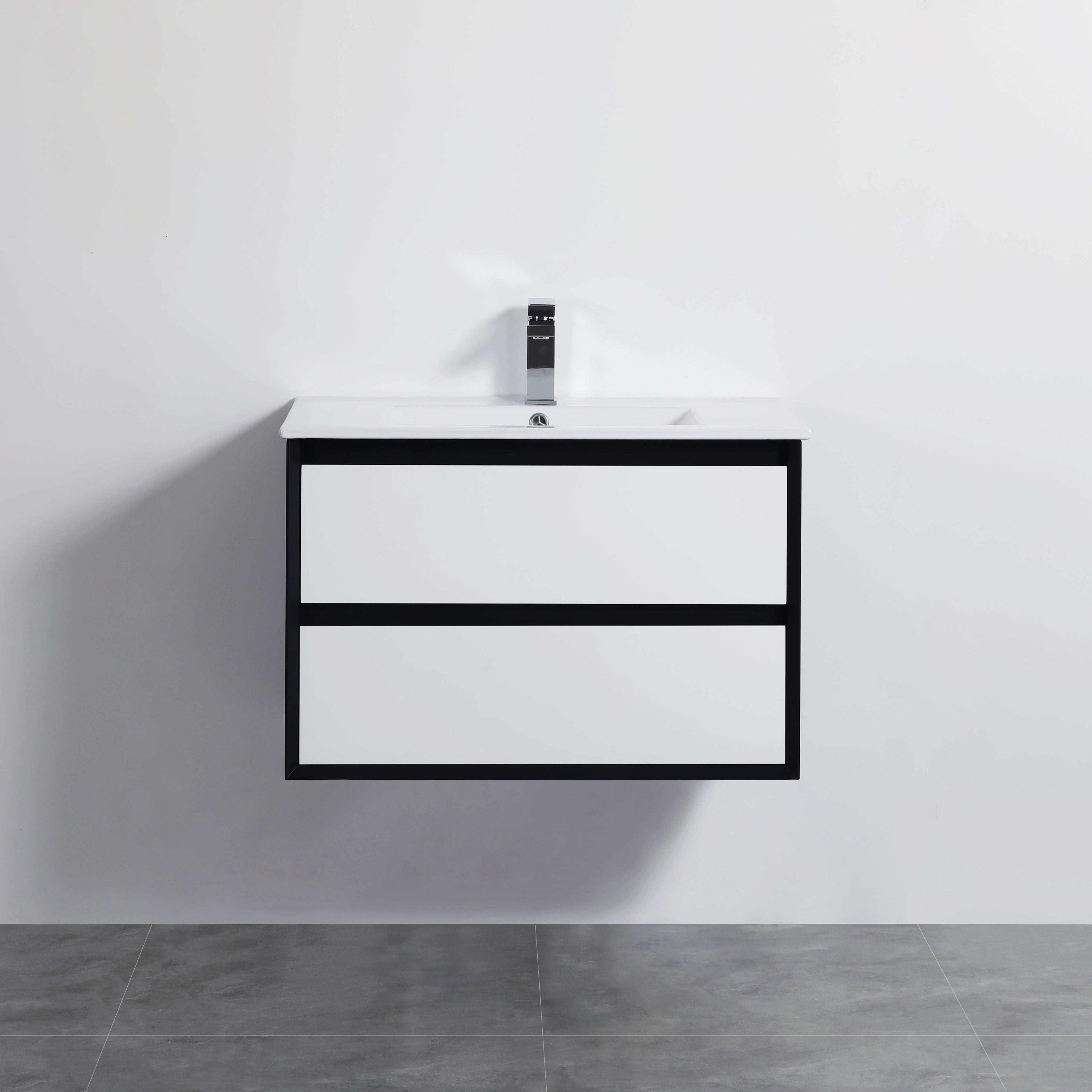 Hot Deal! Petra 600mm PVC Wall-Hung Vanity in Black & White