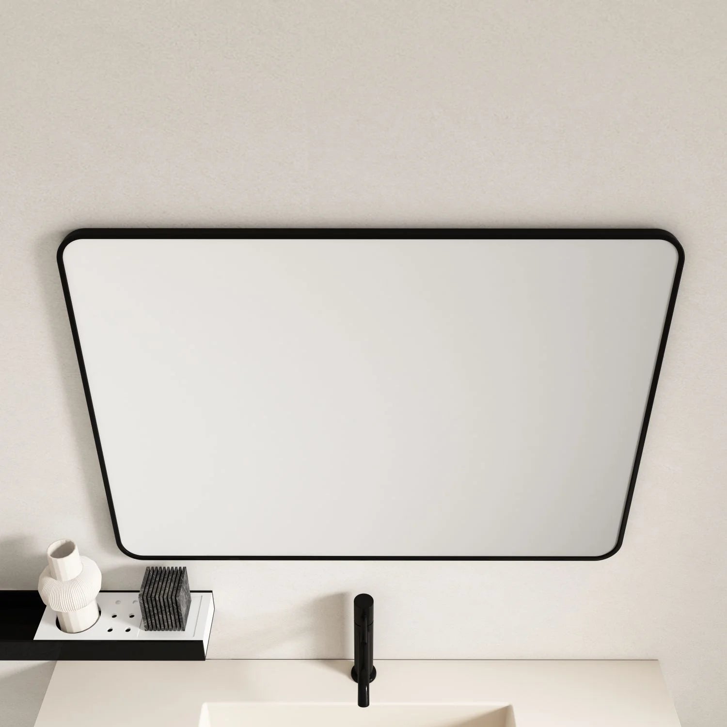900x750mm Matte Black Aluminum Framed Contemporary Rectangular Mirror