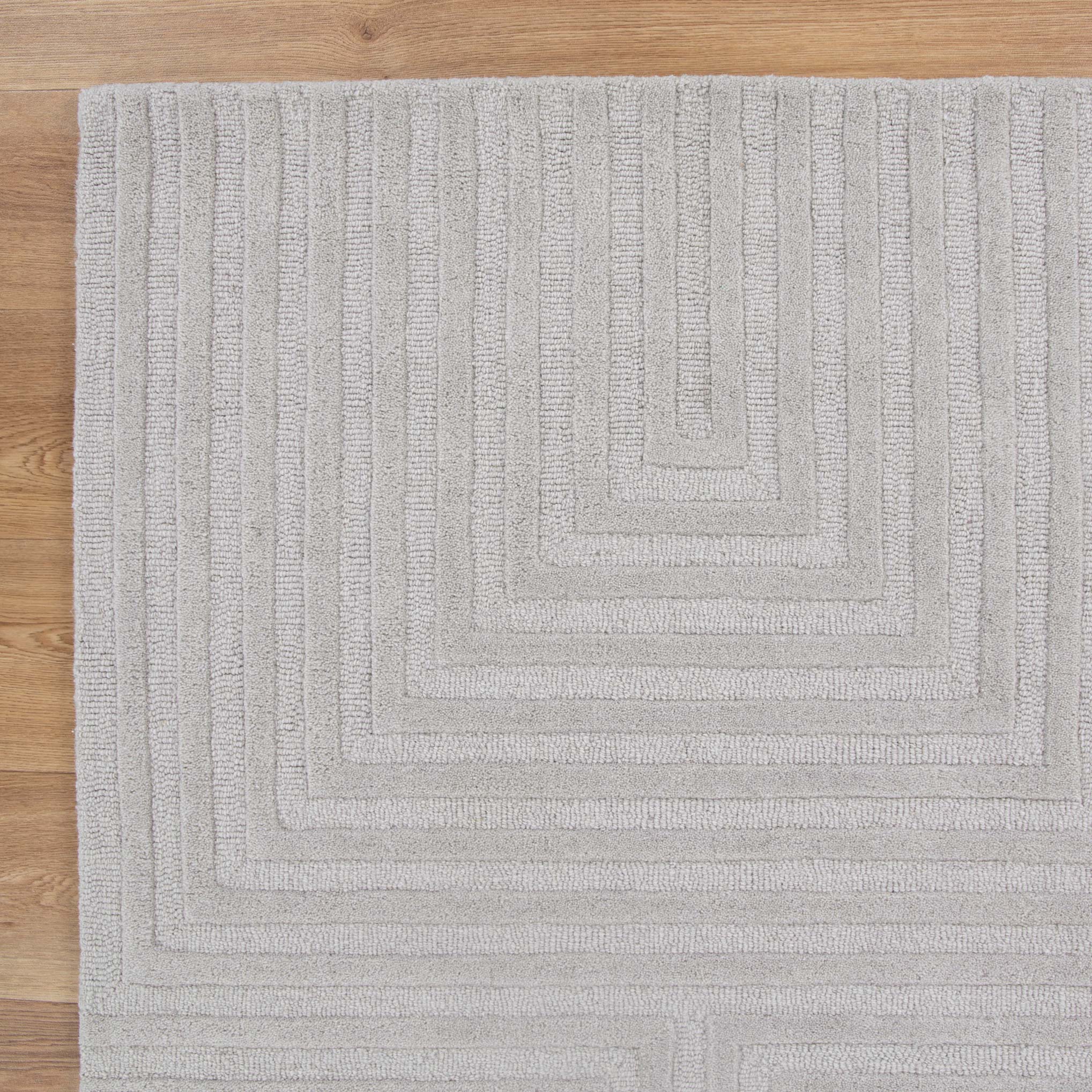 Les Nomades Felix Light Grey Wool Rug - Luxury Decor Deal