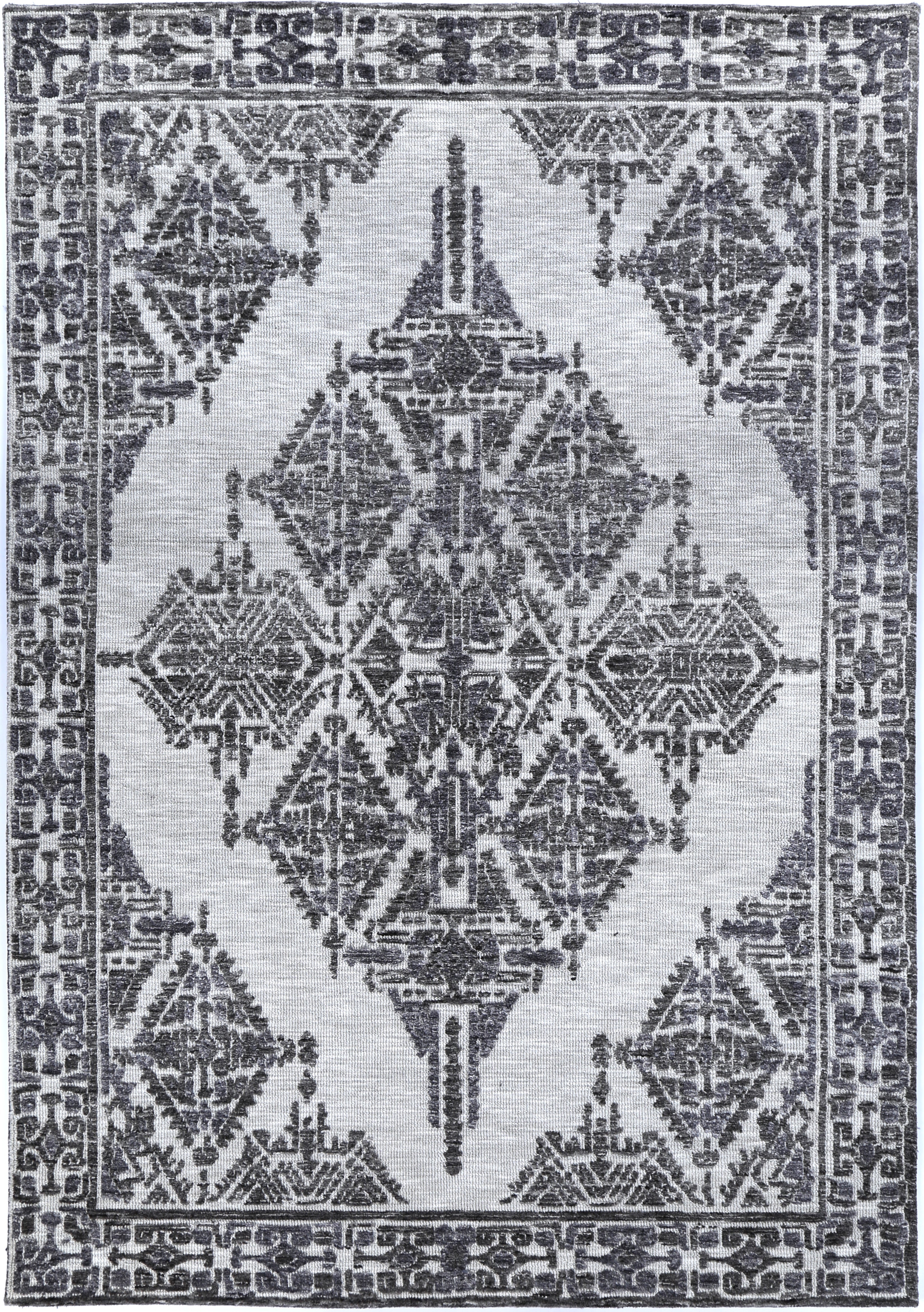 Soft and Durable Ambarsar Beas Grey Cotton-Polyester Blend Rug