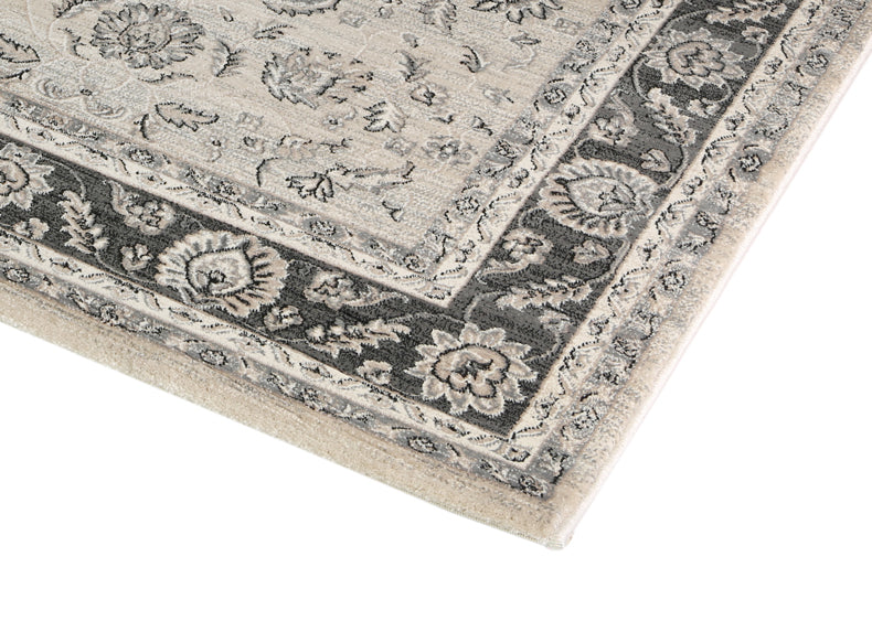 Beige Grey Bordered Vintage-Style Oregon Area Rug