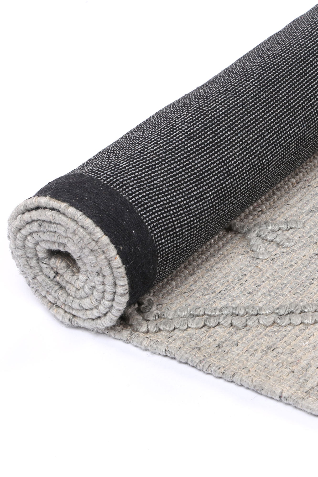 Grey Anjuna Aztec Wool Blend Rug without Tassels