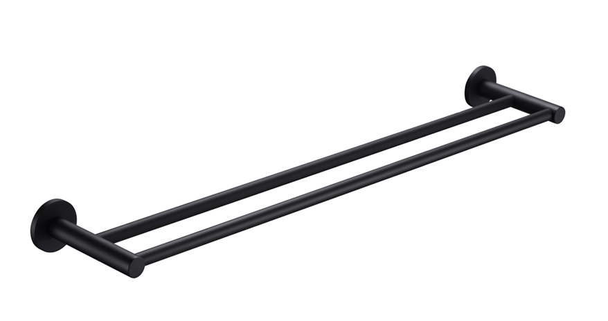 Black Mica Double Towel Rail in 600mm or 800mm Sizes