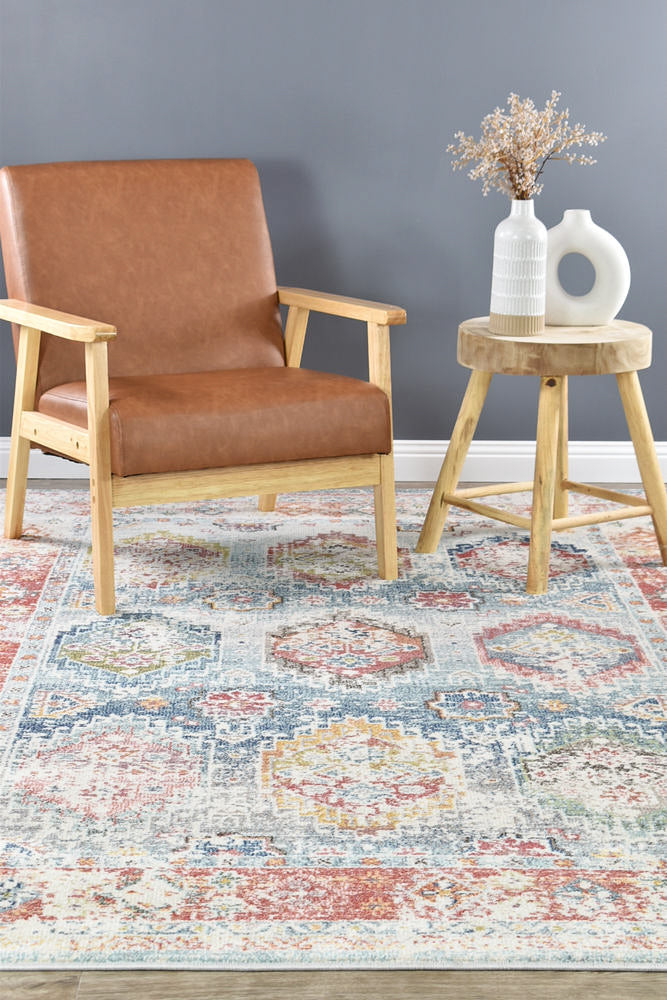 Grey Turkey-Made Machine-Woven Polypropylene Morocco 0414A Tile Rug