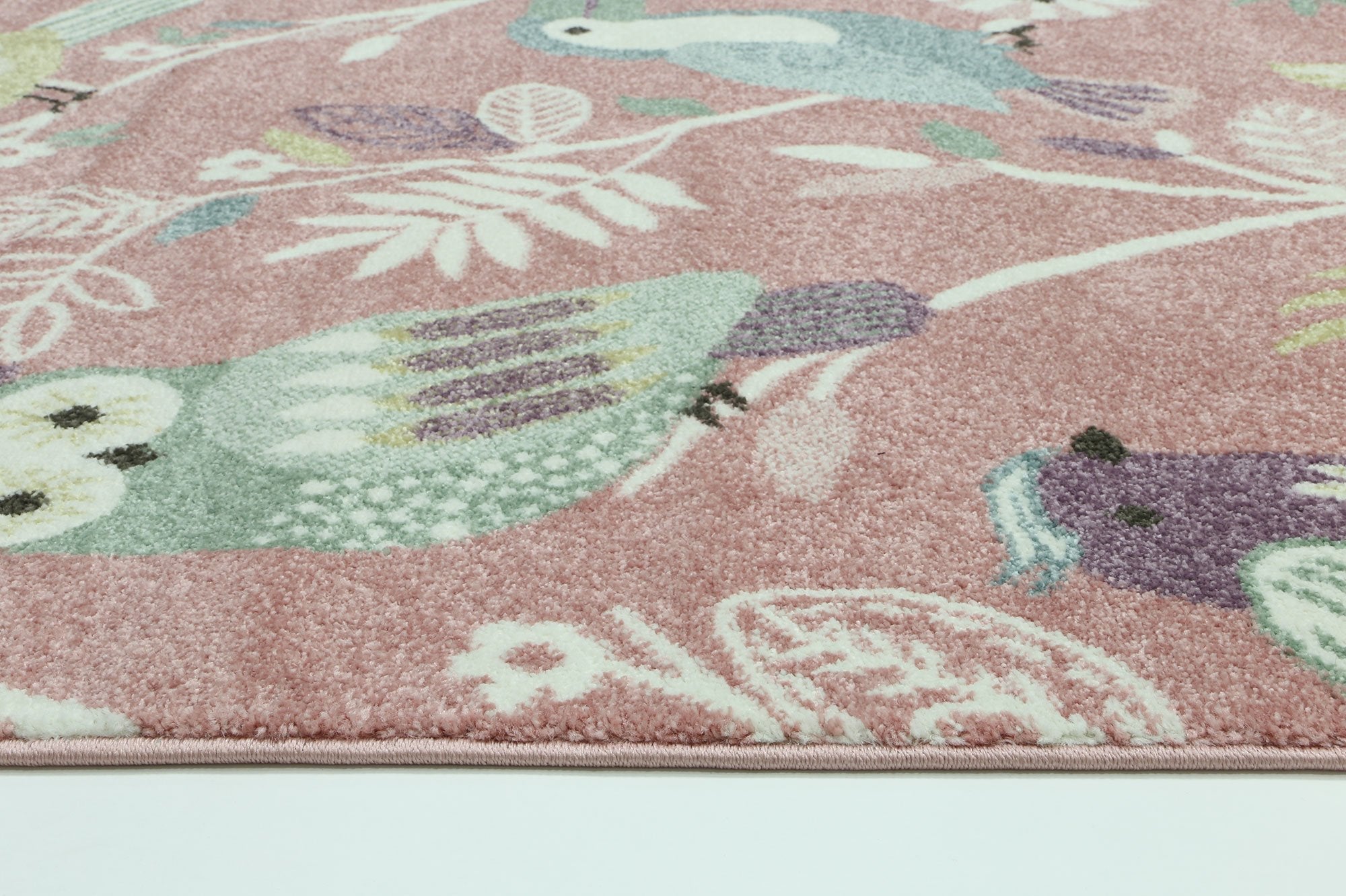 Pink Pastel Bird Rug for Adorable Nova Kids