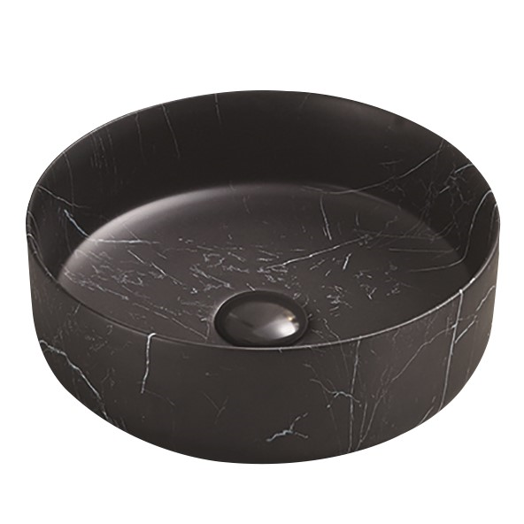 Hot Deal: POSEIDON Round Matte Black Carrara Basin (346x346x114)