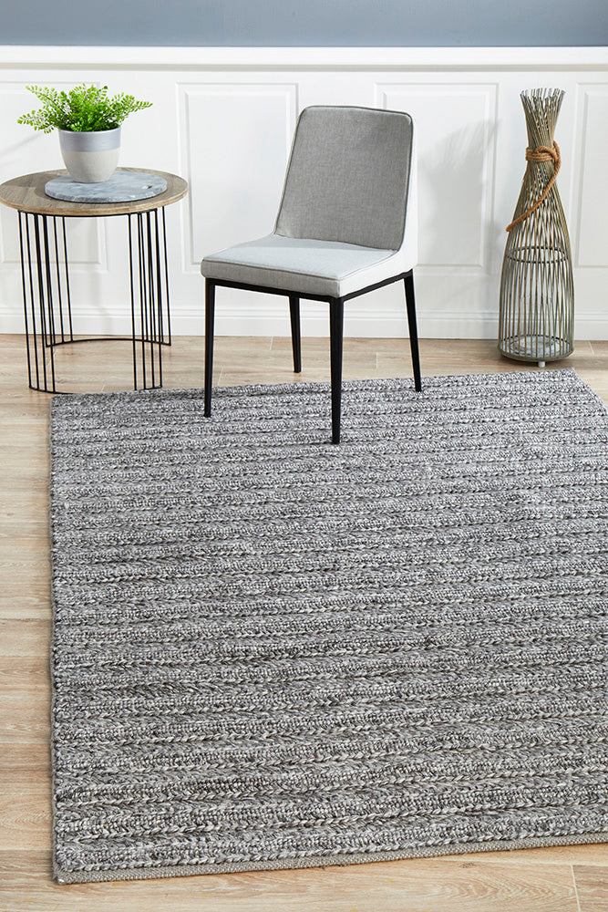 801 Harvest Soft Steel Hand-Woven Wool & Viscose Rug