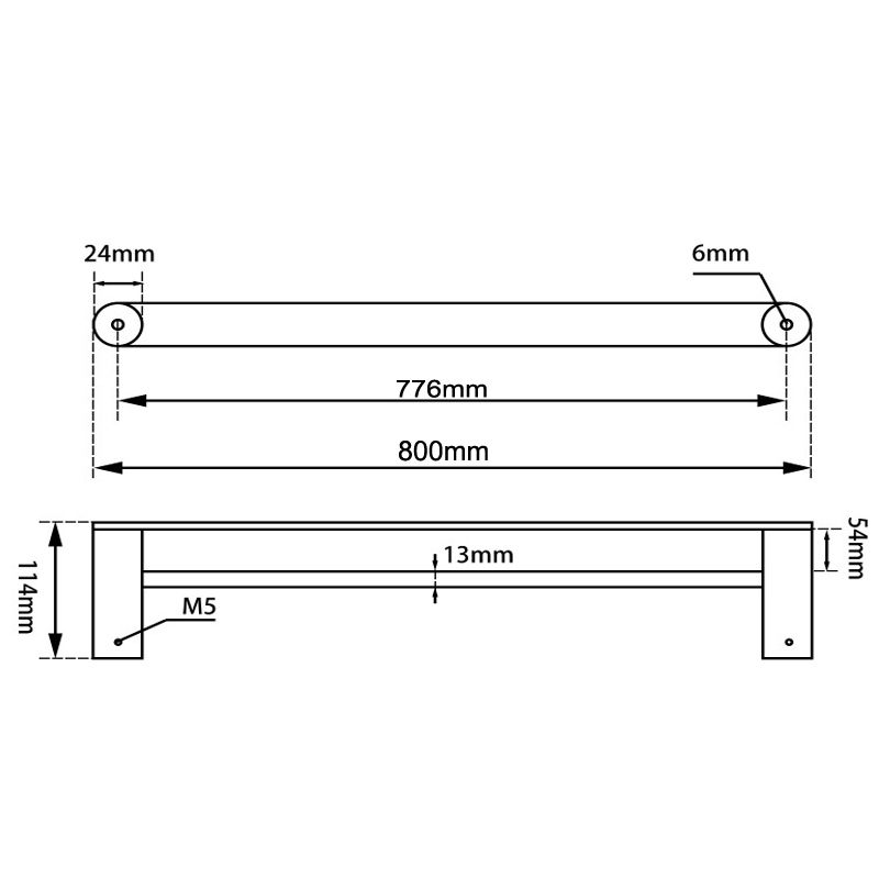 Hot Sale! 800mm Esperia Double Towel Rail in Brushed Nickel for Bathroom