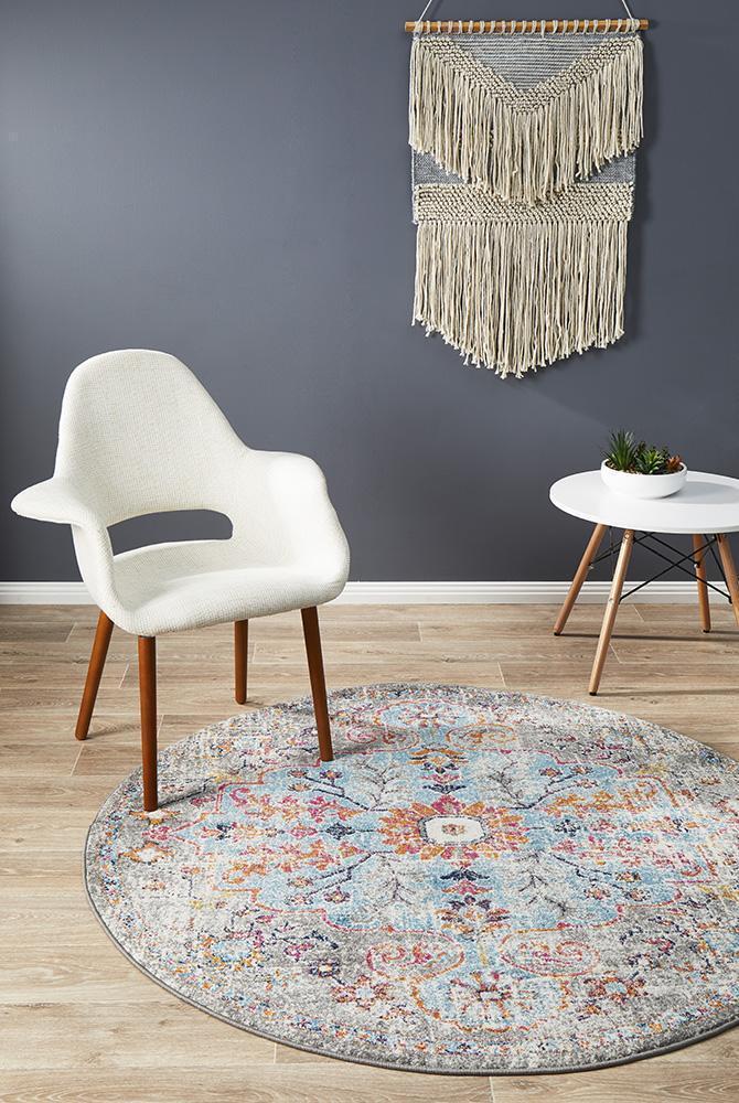 Huxley Museum-Style Multi-Colored Round Polypropylene Rug