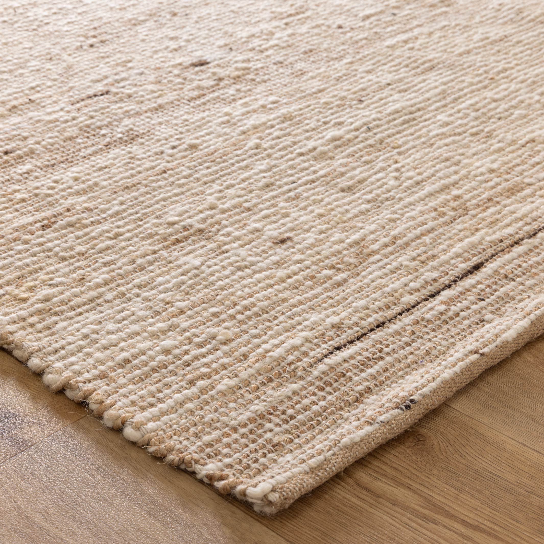 Luxurious Hand - woven Mackay Beige Wool & Jute Reversible Rug for Modern Coastal Homes