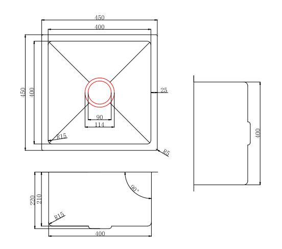 High - Quality Handmade POS 304 Stainless Steel Kitchen Sink in Multiple Sizes