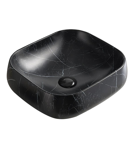 Hot Sale! Poseidon Rectangle Matte Black Ceramic Marble Above Counter Basin (450x400x145)