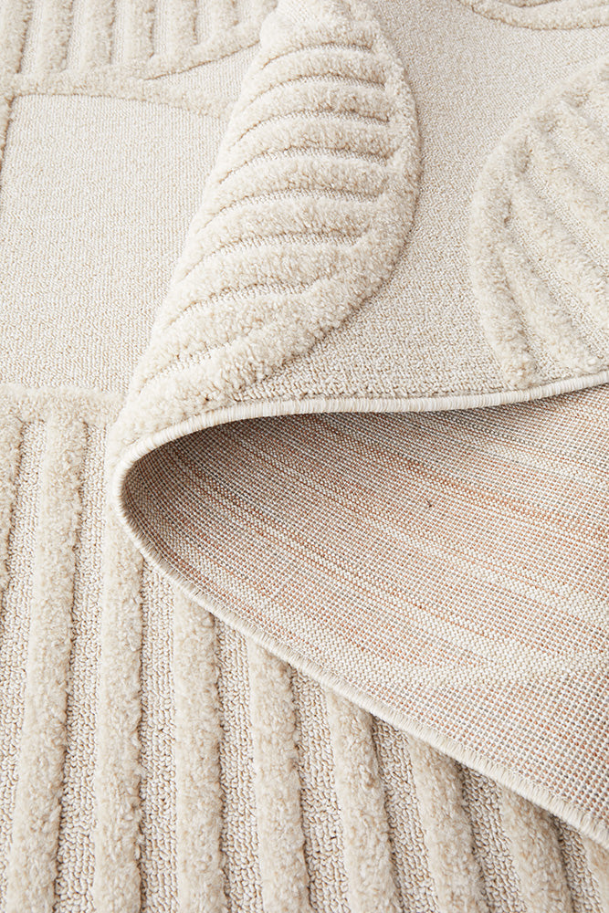 Beige Art Deco Inspired Lotus Leo Modern Sophisticated Rug