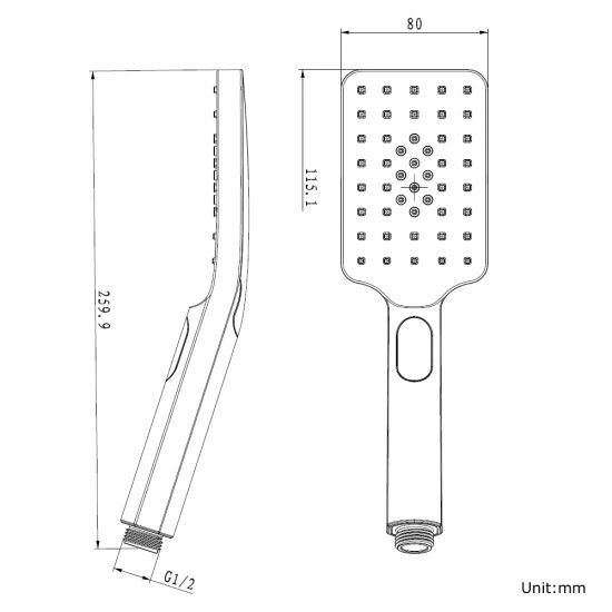 Esperia Square ABS Chrome Handheld Shower Spray - 15 - Year Warranty, 3 - Function Design