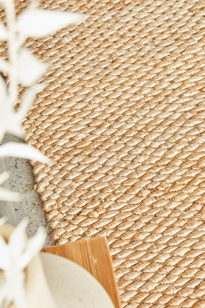 Eco-Friendly Hand-Loomed Hive Pattern Natural Jute Rug