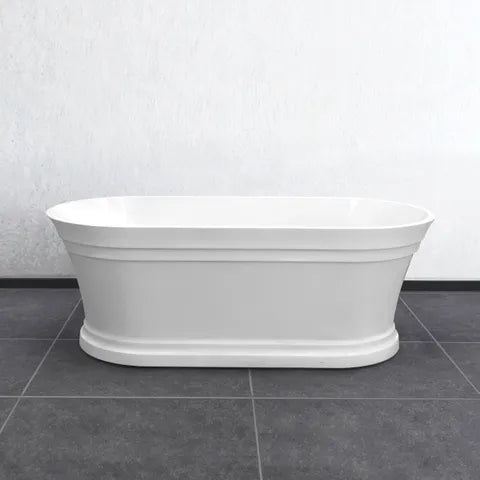 HAMPTON 1500mm Gloss White Freestanding Bathtub with Non-Overflow Design