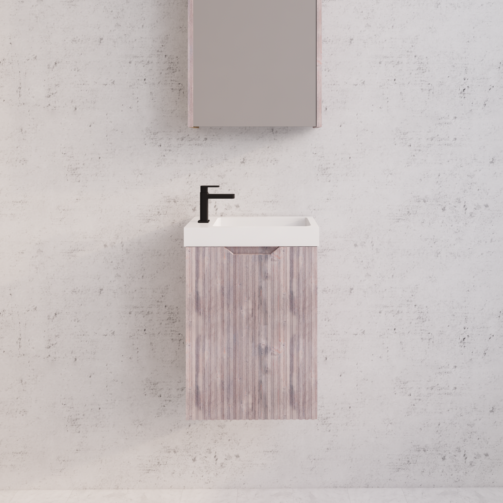 Promotional ABS Vienna 450mm Wall - Hung Single - Bowl Mini Vanity in White Oak for Small Bathrooms