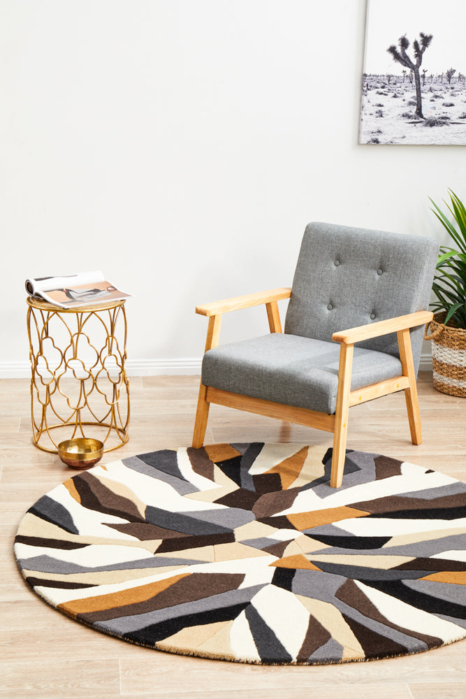 Exquisite Matrix 903 Pure Wool Fossil Round Hand - Tufted Rug